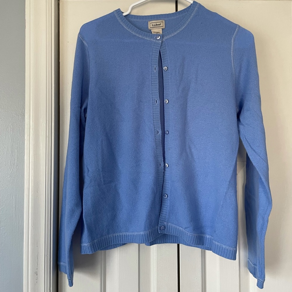L.L. Bean Cashmere Cardigan - Blue - Small